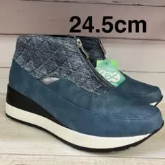 78 新品　MARIKA 切替デザイン　ブーツ　ブルーグレー　24.5cm