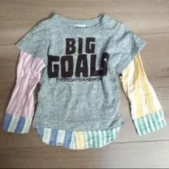 ブリーズ　ロンＴ　長袖　90 子ども服　キッズ　グレー トップス カラフル