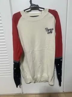 BEAMSGOLF セーター アイボリー/レッド/ネイビー