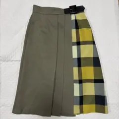 ブルーレーベルクレストブリッジ プリーツスカート36 黄色チェック