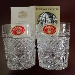 ま*坊様 BOHEMIA CRYSTAL ロックグラス 2個セットチェコスロバキ