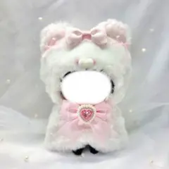 ♡ 10cm ぬい服 おすわり いちご ねこ うさぎ にじぱぺっと ♡ 10cm おすわり ぬい服 イチゴ飴ネコちゃん にじぱぺっと しっぽ付き
