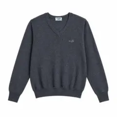 IZOD ニット セーター M グレーワニロゴ Vネック メンズ レディース古着