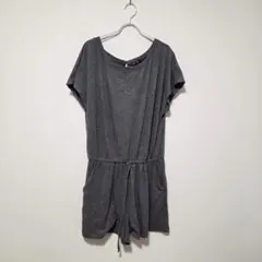 レディース グレー オールインワン 【XLサイズ】 サロペット 半ズボン