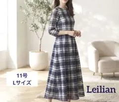 レリアン フリルピンタック ロングシャツワンピース 濃グレー系 サイズ