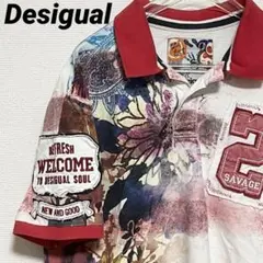 Desigual カラフル　ポロシャツ　刺繍　ヴィンテージ　XLのサムネイル