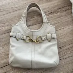 COACH ホワイト　アイボリー　レザー ハンドバッグ