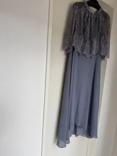 グレー レーストップス付きロングドレス