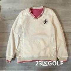 美品23区GOLF レディースジャケット Vネック ホワイト リバーシブル