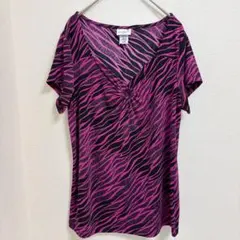 JACLYN SMITH ゼブラ柄カットソー ピンク 派手カワ インポート M