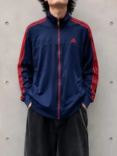 adidas トラックジャケット ネイビー赤 ジャージ Y2K