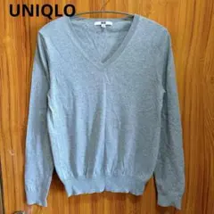 【UNIQLO】ユニクロ コットン カシミヤ Vネック セーター　М グレー