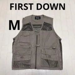 ゆ150★ FIRST DOWN フィッシングベスト メッシュ切替 ブラウン