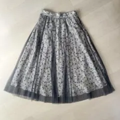 アプワイザーリッシェ　ロングスカート　グレー　花柄　チュール