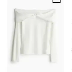 全新未使用⭐︎H&M 露肩羅紋上衣 白色S
