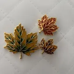 メープルリーフ ブローチ 3点セット