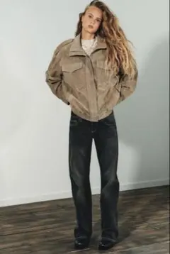 zara TRF ローライズワイドレッグジーンズ　36サイズ