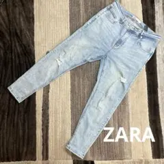 ZARA ザラ　デニム　ジーンズ　スキニー　ダメージ　サイズ34 大きめ　大きい