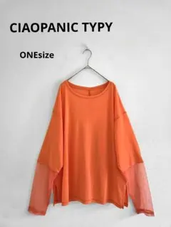 CIAOPANIC TYPY　長袖カットソー オレンジ 異素材切替 シアー袖のサムネイル