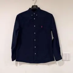 POLO RALPH LAUREN 長袖BDシャツ ネイビー 刺繍ロゴ　M ポロ
