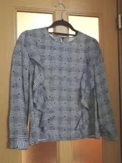 未使用品 ロペピクニック 千鳥柄フリルブラウス