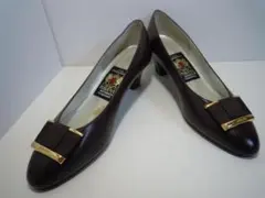 MIHAMA ミハマ 本革 オーナメント飾り ラウンドトゥパンプス