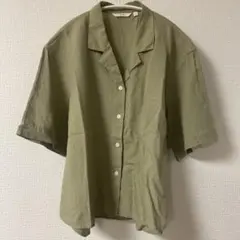 コットンリネン　オープンカラーシャツ