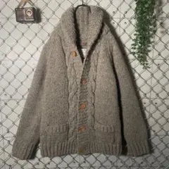 ペルー製 ハンドメイド ローゲージ カーディガン セーター ウール 木ボタン Lのサムネイル