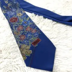 GUCCI ネクタイ フローラル柄 シルク100% イタリア製 花柄 ブルー系