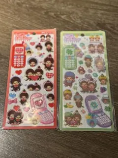 モンチッチ　平成はっぴーフォン　ぷっくりステッカー　ぷっくりシール　2枚セット