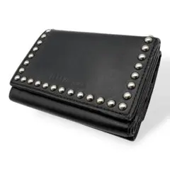 J&M DAVIDSON レザー コンパクト 三つ折り財布 ブラック スタッズのサムネイル