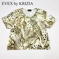 EVEX エヴェックス アニマル柄　半袖カットソー XL 44 総柄 ギャザー