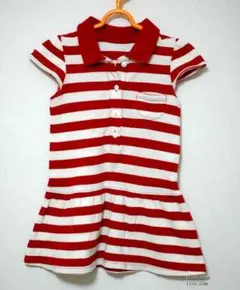 赤と白のストライプ 半袖ワンピース