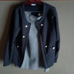 ダークグレー カーディガンとスカートセット