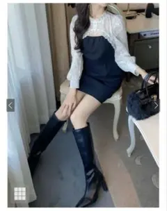 GRL レース付きミニワンピース ブラック/ホワイト