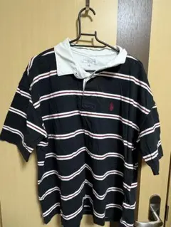 U.S. POLO ASSN. ボーダー ポロシャツ ラガーシャツ L ブラック