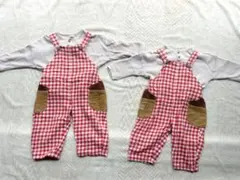 バースデイ　ワッフルTシャツ　サロペット　双子　男の子　女の子　セットアップ