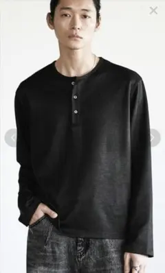 WYM　LIDNM 　ヘンリーネックシャツ　長袖　黒のサムネイル