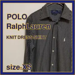 【美品】ポロ　ラルフローレン ニットドレスシャツ XS ボーダー