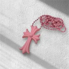 ラバーネックレス　シリコンネックレス　十字架　クロス　ライトピンク