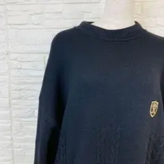 CELINE セリーヌ ワッペン クルーネック ウールニット セーター ブラック