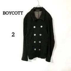 【ボイコット】ピーコート 2 ブラック 綿100% アウター 秋冬 裏地ボーダー