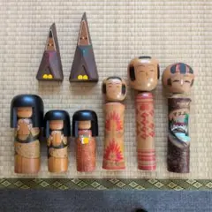 伝統的な日本のこけし8体セット