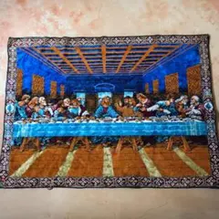 最後の晩餐 ヴィンテージラグ 絵画柄 137×98cm タペストリー ベロア調のサムネイル