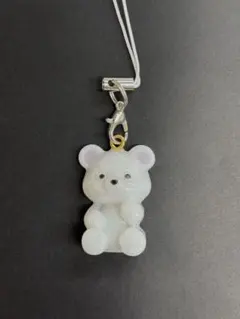 【レジン】くまさんストラップ　白