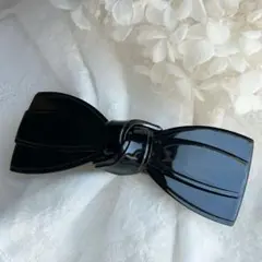 ブラック リボンバレッタ 上品 セレモニー フォーマル