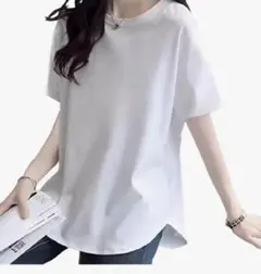 [EnjoIt] Tシャツ レディース 半袖 白 ゆったり 半袖トップス 丸首のサムネイル
