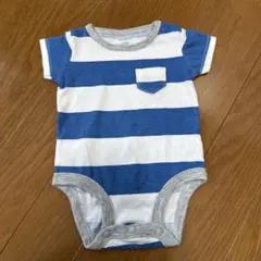青と白のストライプロンパース