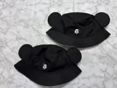 ディズニー　ディズニーリゾート　バケットハット　耳付き　キャップ　黒