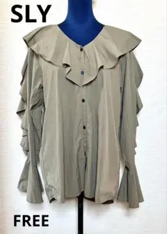 SLY フリルスリーブ ブラウス シャツ FREE カーキ系
